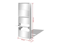 Mueble zapatero 5 cajones con espejo blanco 63x17x169,5 cm ES893198