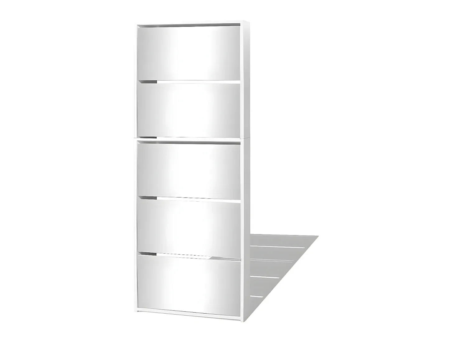 Mueble zapatero 5 cajones con espejo blanco 63x17x169,5 cm ES893198