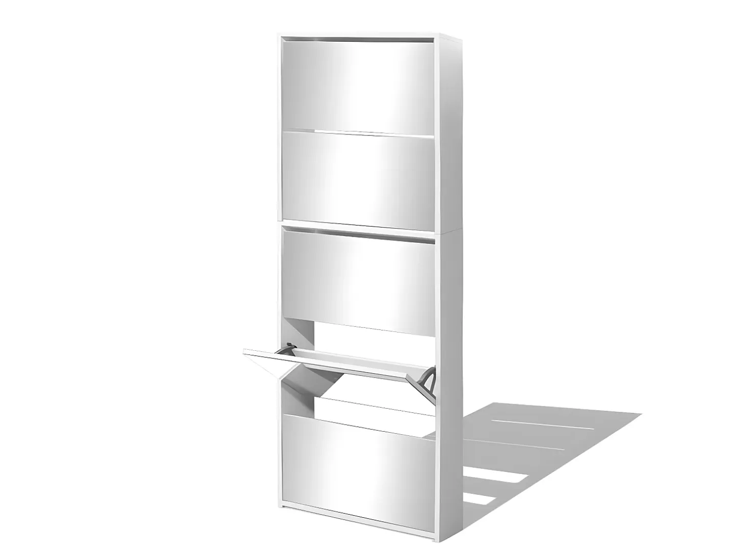 Mueble zapatero 5 cajones con espejo blanco 63x17x169,5 cm ES893198