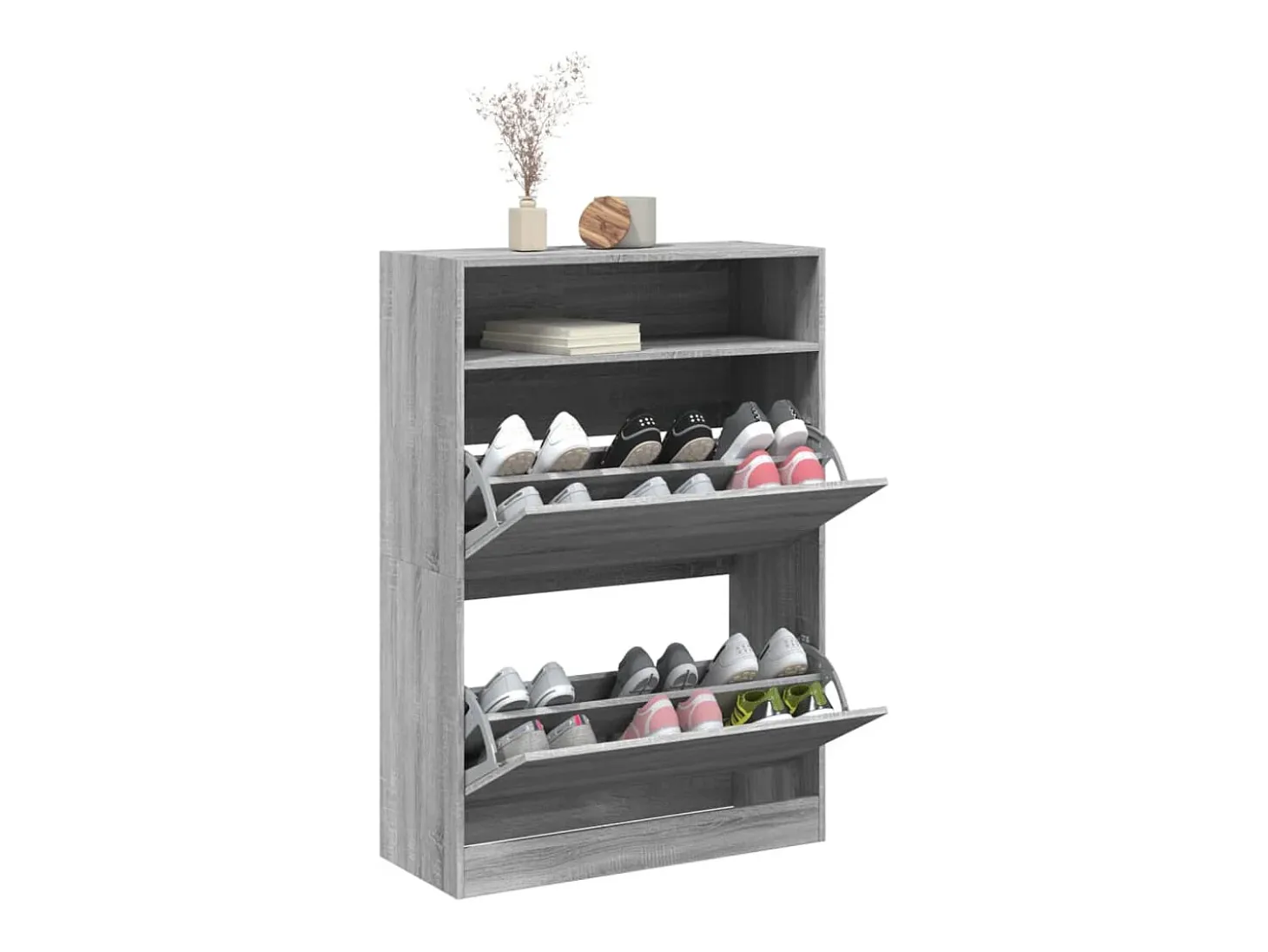Mueble zapatero 2 cajones abatibles gris Sonoma 80x34x116 cm ES307236