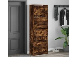 Mueble zapatero 4 cajones abatibles roble ahumado 60x34x187,5cm ES968659