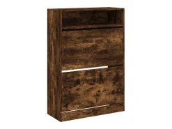 Mueble zapatero 2 cajones abatibles roble ahumado 80x34x116 cm ES232477