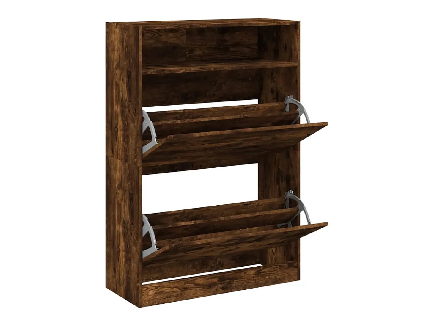 Mueble zapatero 2 cajones abatibles roble ahumado 80x34x116 cm ES232477