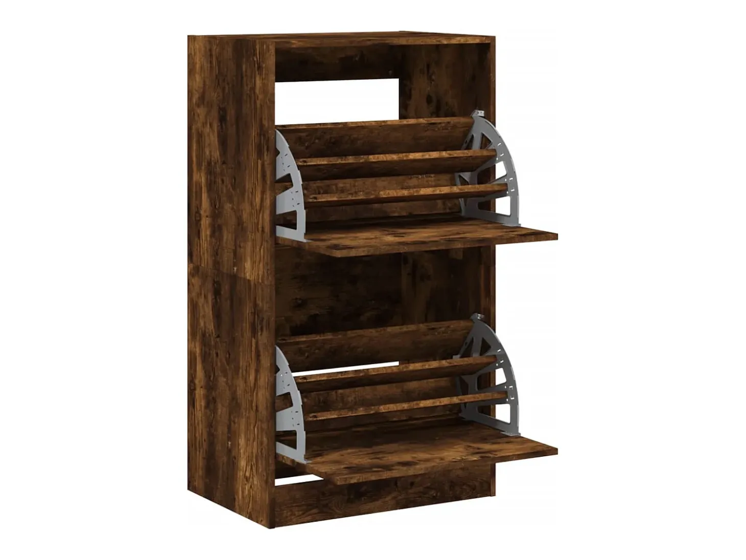 Mueble zapatero 2 cajones abatibles roble ahumado 60x42x108 cm ES218249