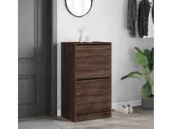 Mueble zapatero 2 cajones abatibles marrón roble 60x42x108 cm ES380056
