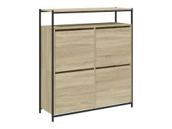 Mueble zapatero 4 cajones abatibles roble Sonoma 100x34x112 cm ES436973