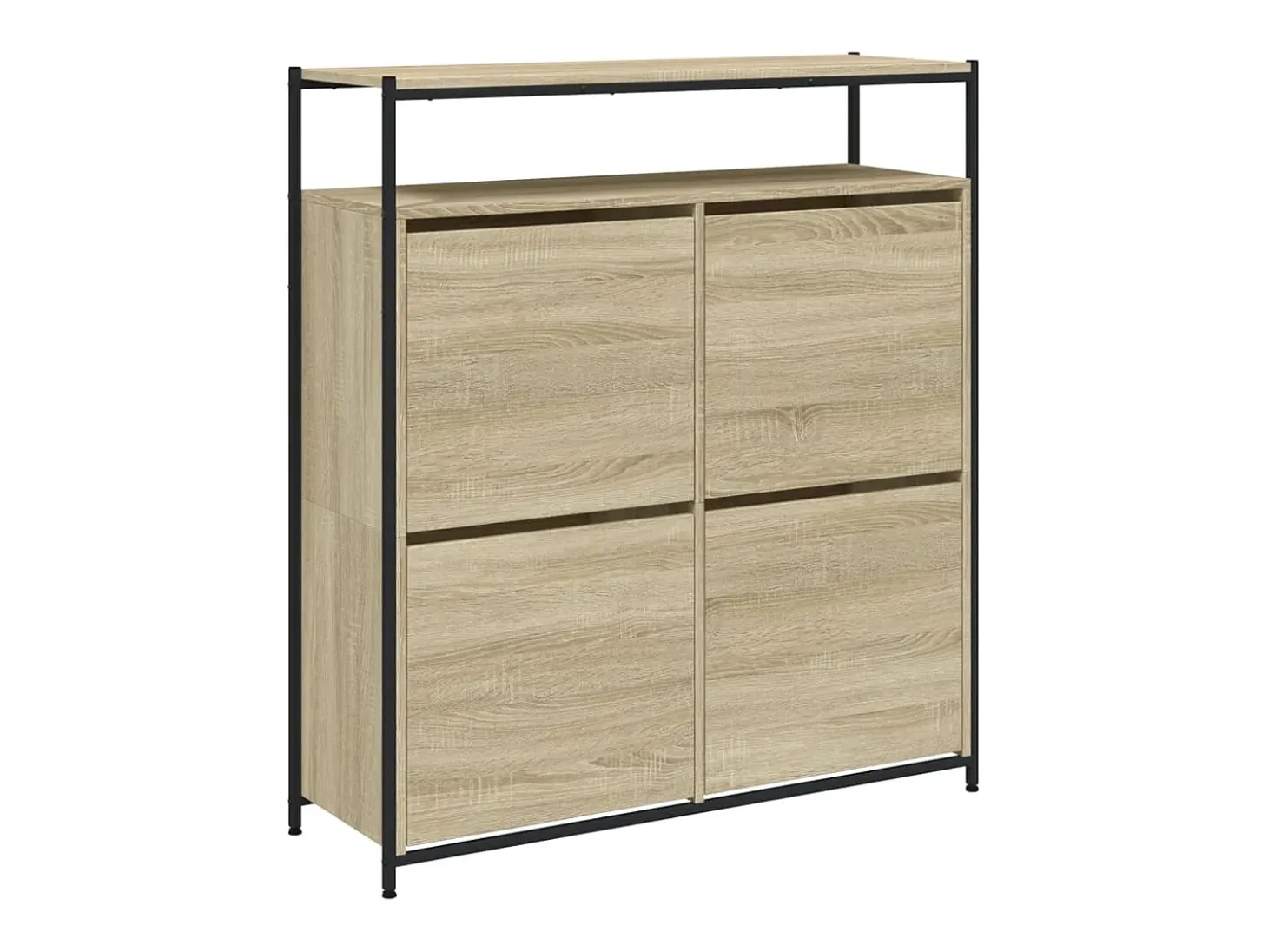 Mueble zapatero 4 cajones abatibles roble Sonoma 100x34x112 cm ES436973
