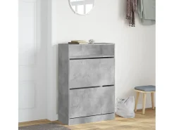 Mueble zapatero 2 cajones abatibles gris hormigón 80x34x116 cm ES731682
