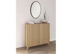 Mueble zapatero almacenaje - A87cm x L90cm x F27cm chêne puertas impresión vallado - Sunne
