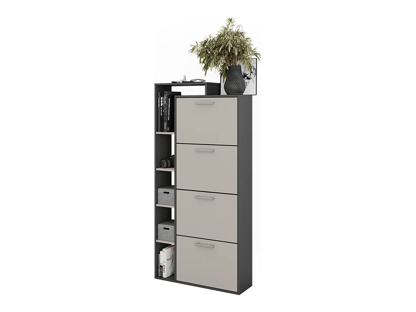 Mueble zapatero antracita/gris 80x24.2x166.1 orlando