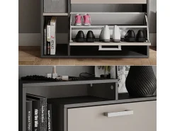 Mueble zapatero antracita/gris 80x24.2x166.1 orlando