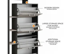 Mueble zapatero antracita/gris 80x24.2x166.1 orlando