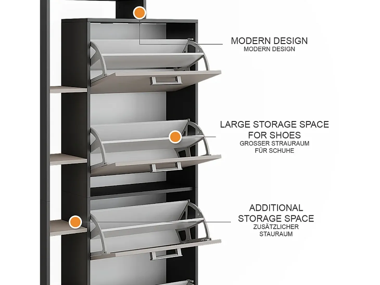 Mueble zapatero antracita/gris 80x24.2x166.1 orlando