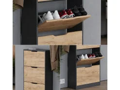 Mueble zapatero antracita/roble dorado 59x22x105 luca