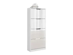 Mueble zapatero blanco/blanco alto brillo 59x22x137 luca