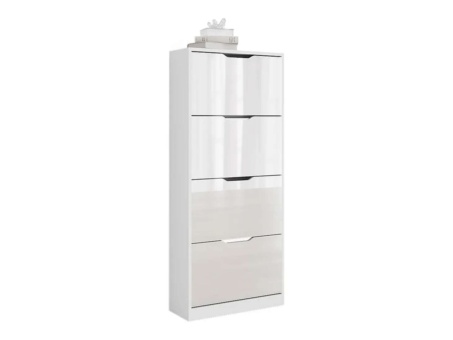 Mueble zapatero blanco/blanco alto brillo 59x22x137 luca