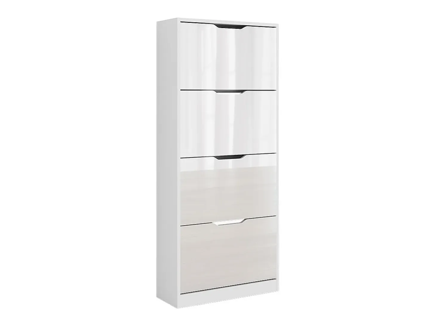 Mueble zapatero blanco/blanco alto brillo 59x22x137 luca