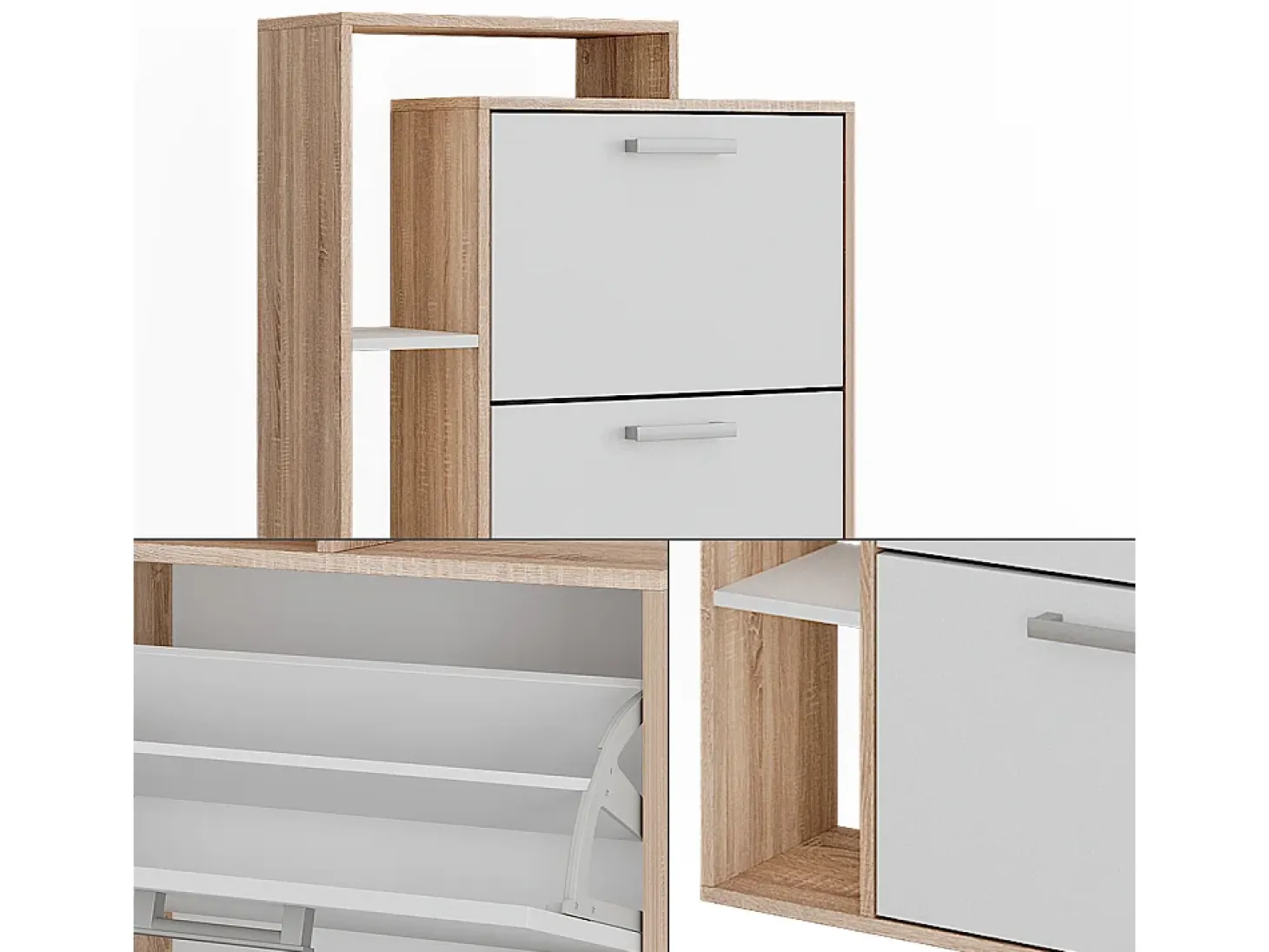 Mueble zapatero blanco/sonoma 80x24.2x166.1 orlando