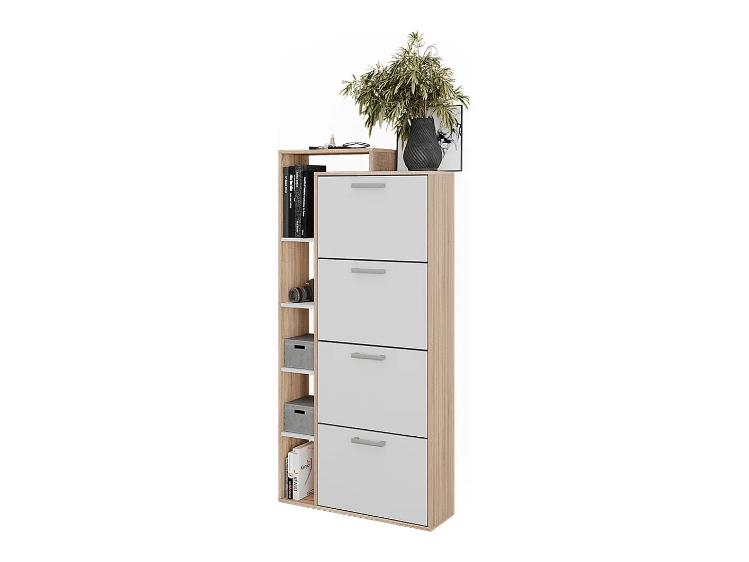 Mueble zapatero blanco/sonoma 80x24.2x166.1 orlando