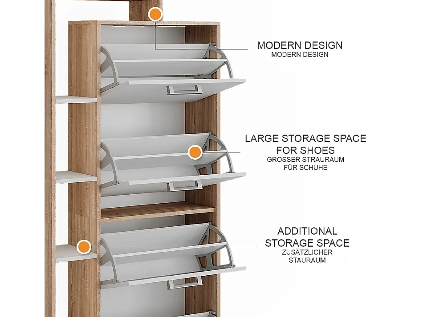 Mueble zapatero blanco/sonoma 80x24.2x166.1 orlando