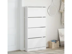 Mueble zapatero con 4 cajones abatibles blanco 80x21x163,5 cm ES455603