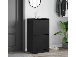 Mueble zapatero con 2 cajones abatibles negro 60x42x108 cm ES742839
