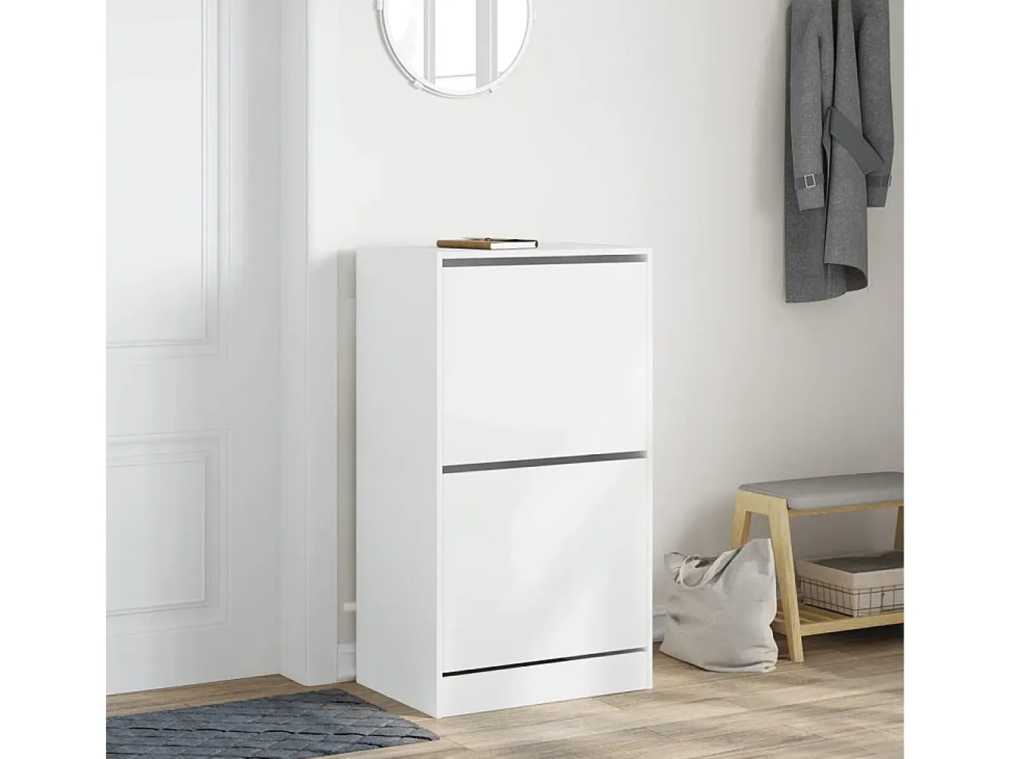 Mueble zapatero con 2 cajones abatibles blanco 60x42x108 cm ES465834