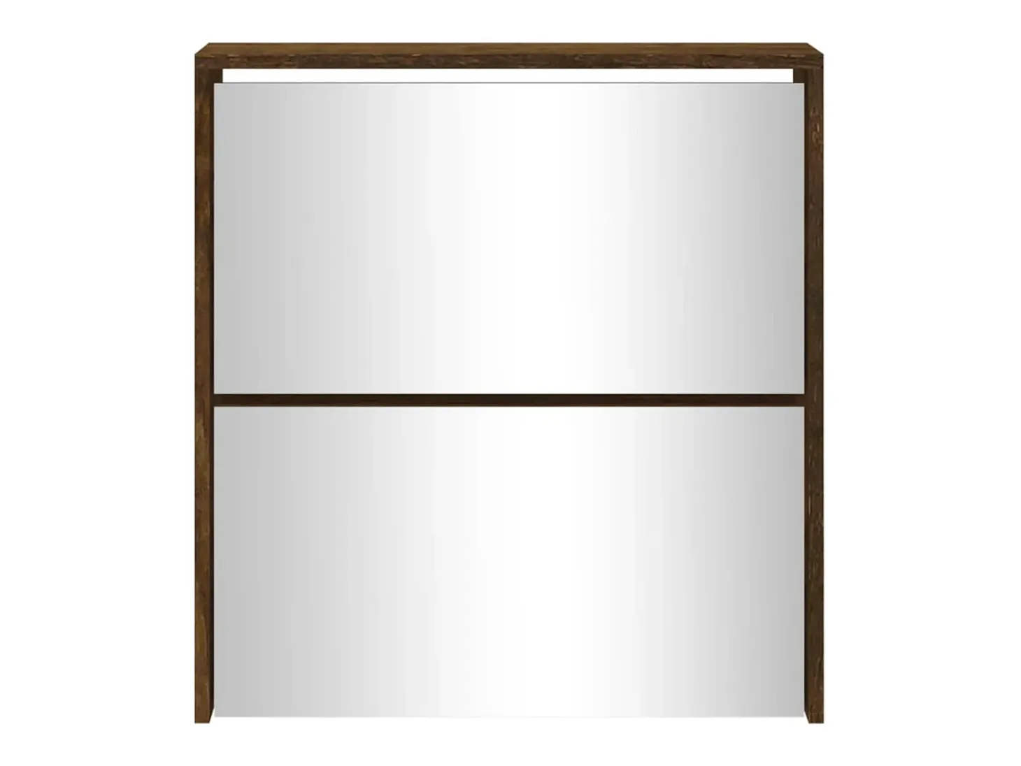 Mueble zapatero con espejo 2 niveles roble ahumado 63x17x67 cm ES249212