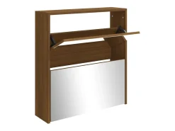 Mueble zapatero con espejo 2 niveles roble marrón 63x17x67 cm ES405335