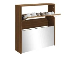 Mueble zapatero con espejo 2 niveles roble marrón 63x17x67 cm ES405335