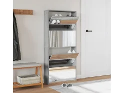 Mueble zapatero con espejo 4 niveles gris Sonoma 63x17x134 cm ES288963