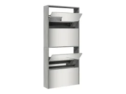 Mueble zapatero con espejo 4 niveles gris Sonoma 63x17x134 cm ES288963