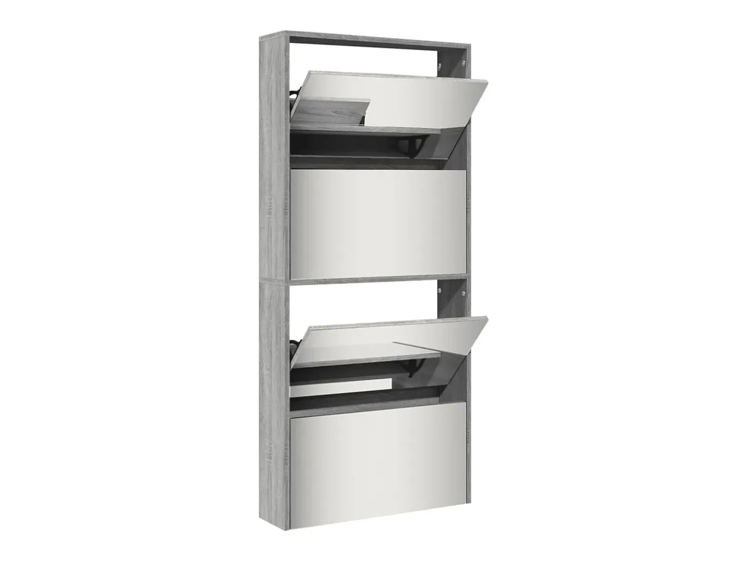 Mueble zapatero con espejo 4 niveles gris Sonoma 63x17x134 cm ES288963