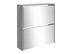 Mueble zapatero con espejo 2 niveles gris Sonoma 63x17x67 cm ES277316