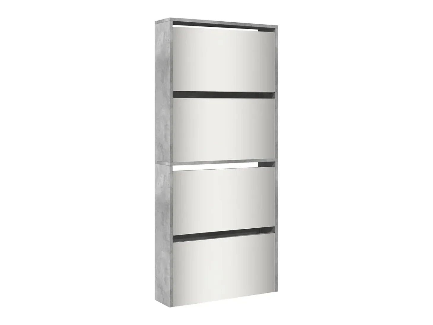 Mueble zapatero con espejo 4 niveles gris hormigón 63x17x134 cm ES265978