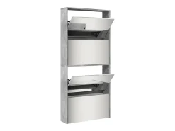 Mueble zapatero con espejo 4 niveles gris hormigón 63x17x134 cm ES265978