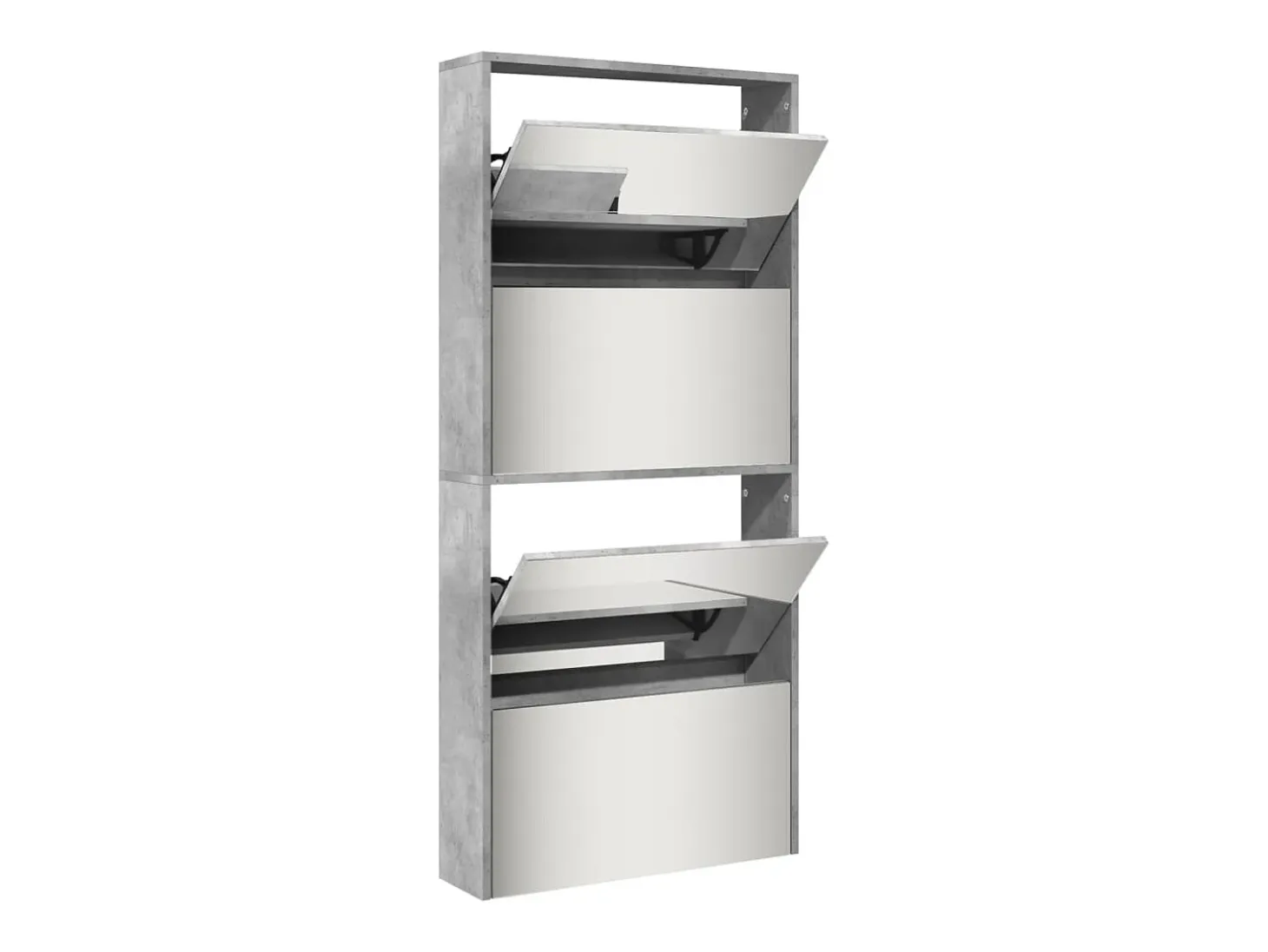 Mueble zapatero con espejo 4 niveles gris hormigón 63x17x134 cm ES265978