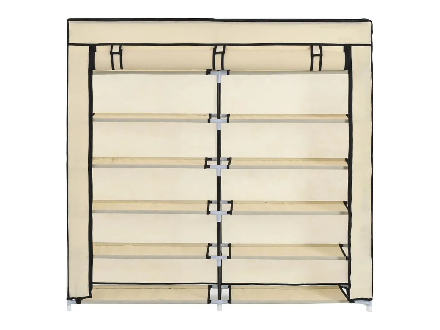 Mueble zapatero con funda de tela color crema 115x28x110 cm ES977274