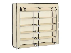 Mueble zapatero con funda de tela color crema 115x28x110 cm ES977274