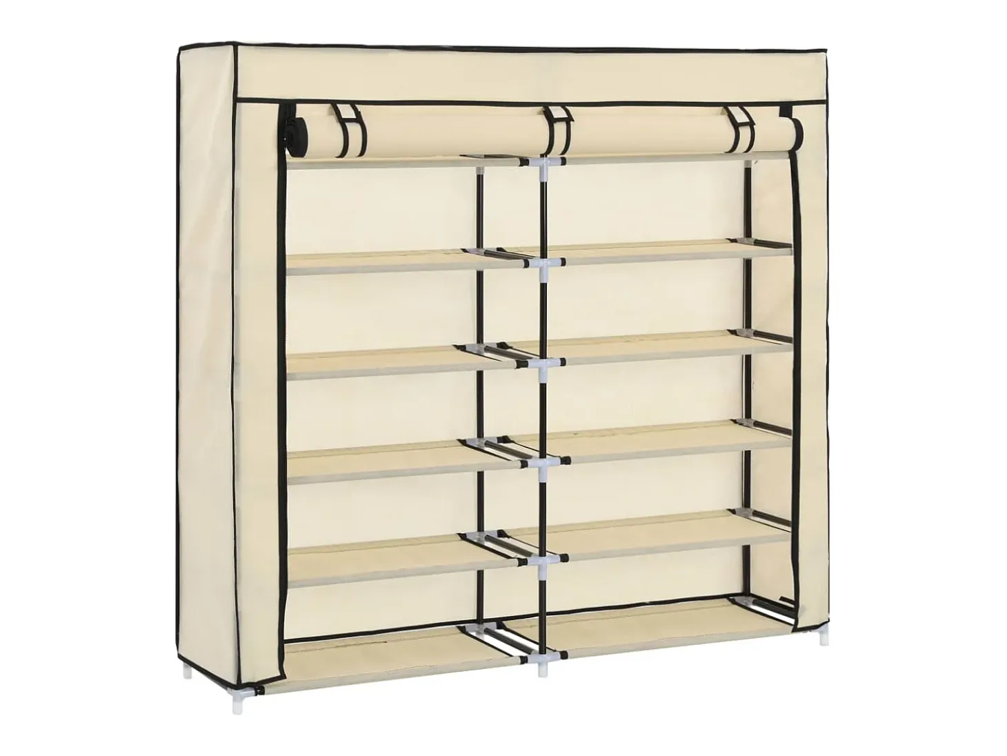 Mueble zapatero con funda de tela color crema 115x28x110 cm ES977274
