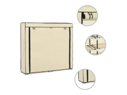 Mueble zapatero con funda de tela color crema 115x28x110 cm ES977274