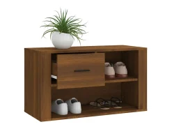 Mueble zapatero contrachapada color marrón roble 80x35x45 cm ES896944