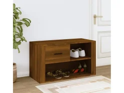 Mueble zapatero contrachapada color marrón roble 80x35x45 cm ES896944