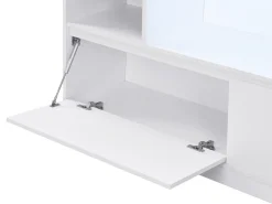 Mueble zapatero de 2 puertas y 6 compartimentos con luces LED en MDF - Blanco - LOVILA