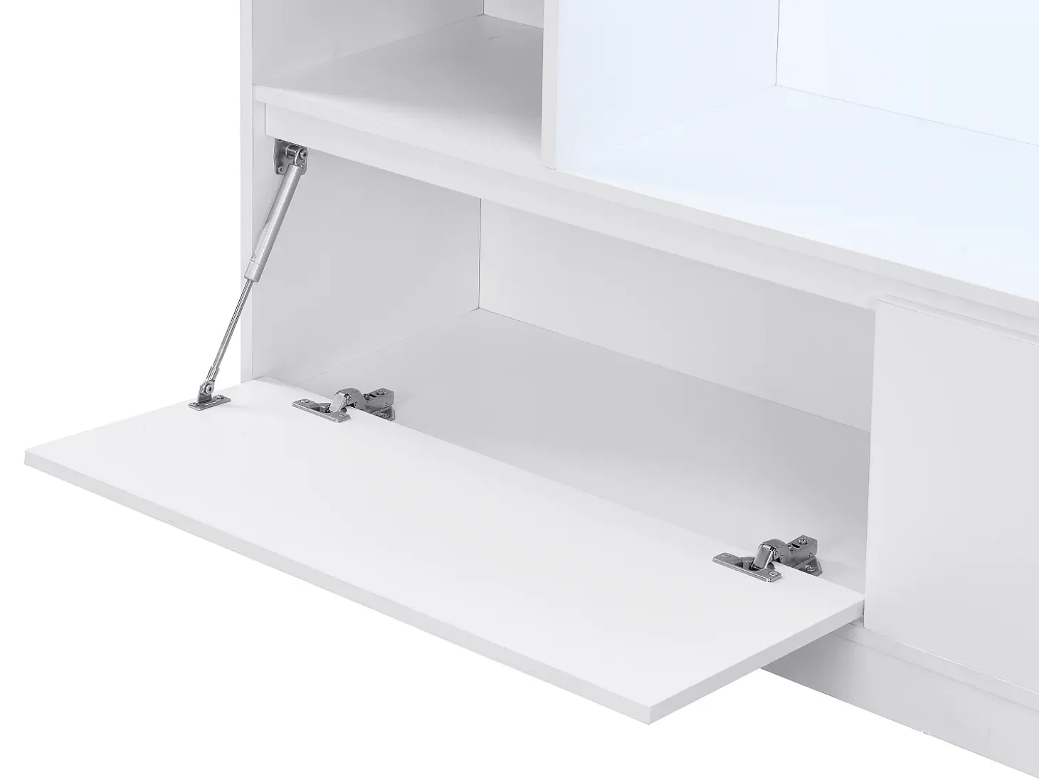 Mueble zapatero de 2 puertas y 6 compartimentos con luces LED en MDF - Blanco - LOVILA