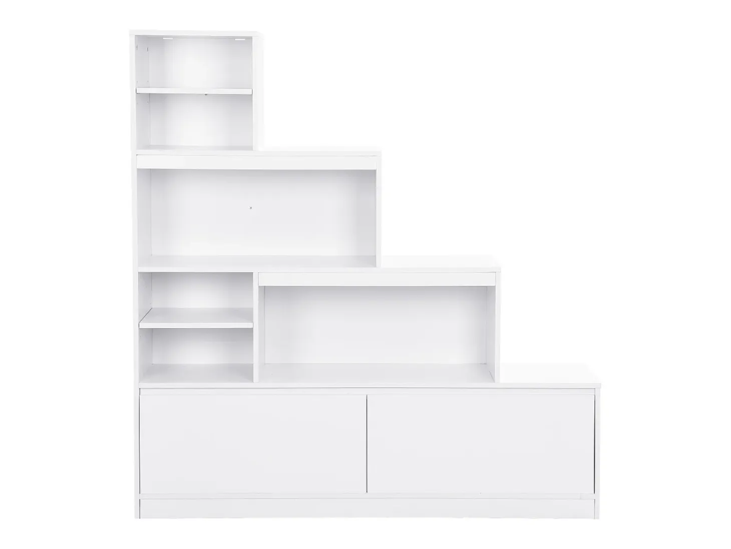 Mueble zapatero de 2 puertas y 6 compartimentos con luces LED en MDF - Blanco - LOVILA