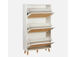 Mueble zapatero de caña blanco roto