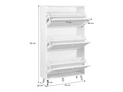 Mueble zapatero de caña blanco roto