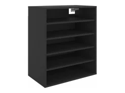 Mueble zapatero de madera contrachapada negro 60x35x70 cm ES251335
