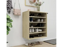 Mueble zapatero de madera contrachapada color roble 60x35x70 cm ES309666